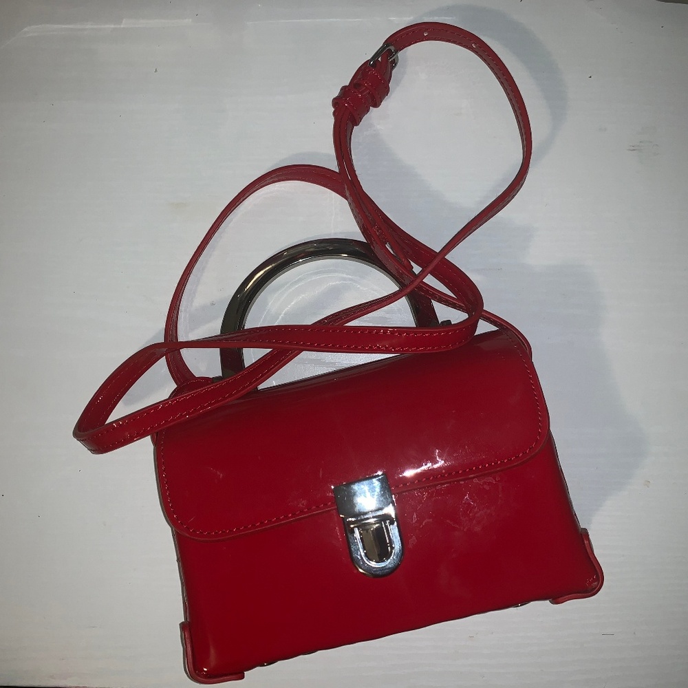 Red studded clutch w/ handle
